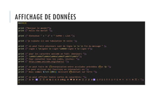 AFFICHAGE DE DONNÉES
 