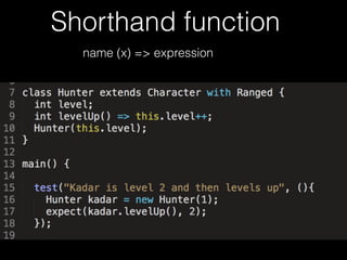 name (x) => expression
Shorthand function
 