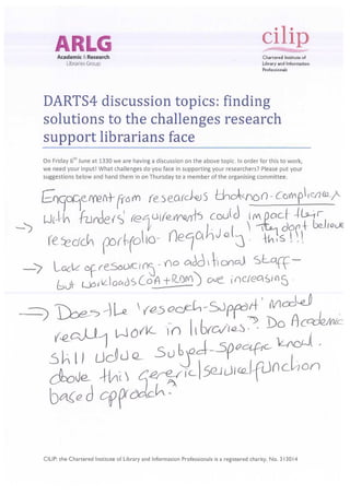 Challenges for discussion suggested by DARTS4 delegates