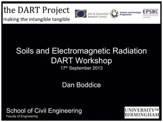 School of Civil Engineering
Faculty of Engineering
Soils and Electromagnetic Radiation
DART Workshop
17th September 2013
Dan Boddice
 