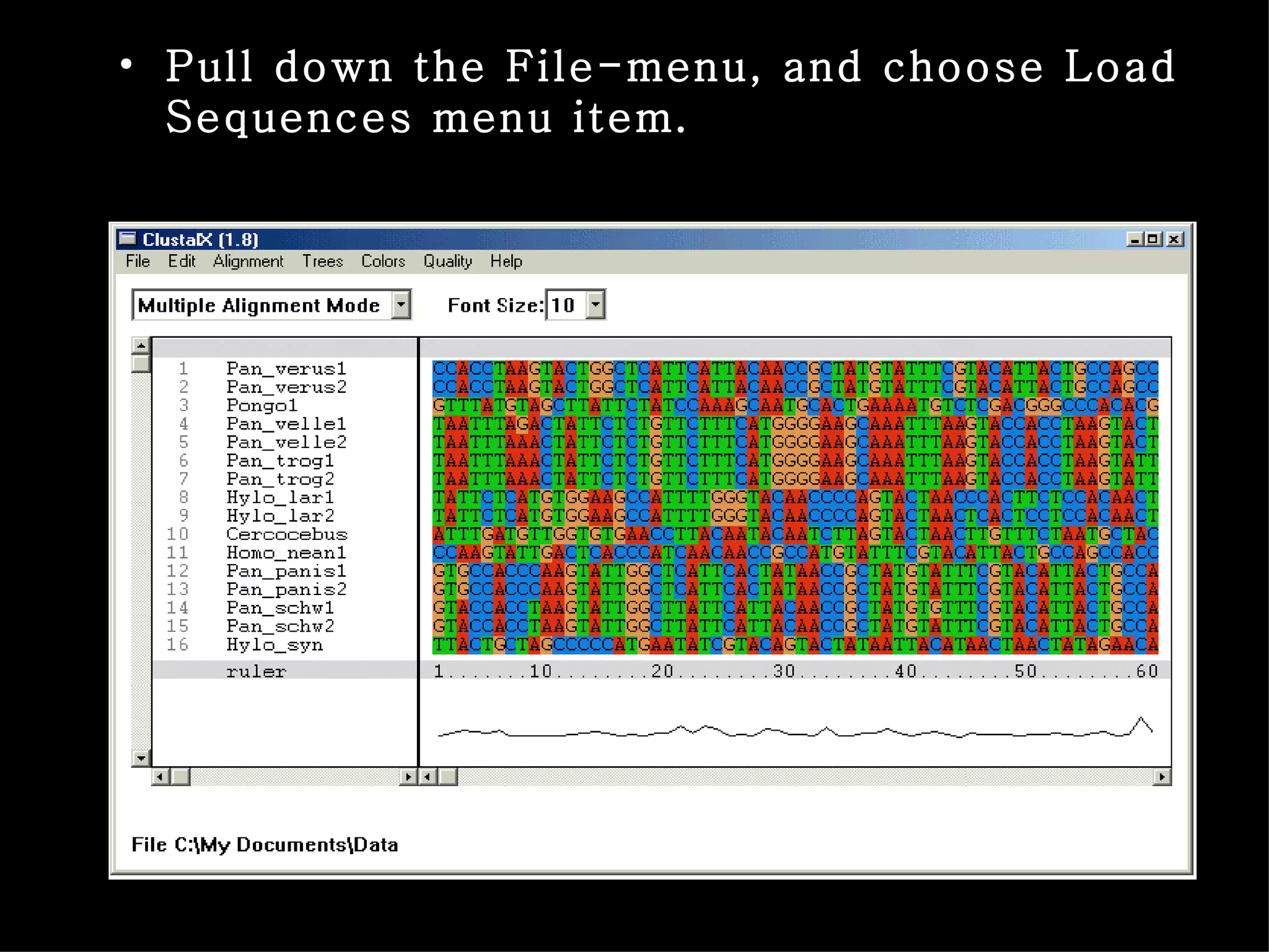 Pull down the File-menu, and choose Load Sequences menu item. 