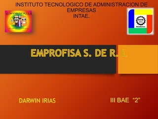 INSTITUTO TECNOLOGICO DE ADMINISTRACION DE
EMPRESAS
INTAE.
III BAE “2”DARWIN IRIAS
 