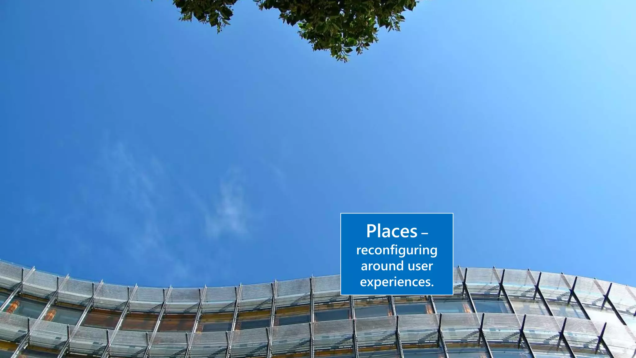 Places –
reconfiguring
around user
experiences.
 