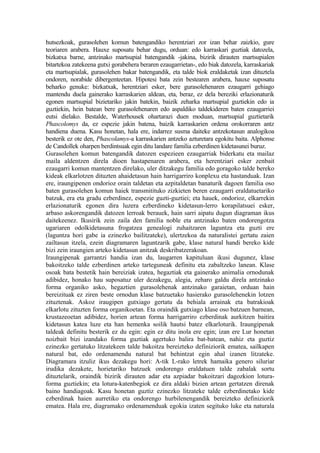 hutsezkoak, gurasolehen komun batengandiko herentziari zor izan behar zaizkio, gure
teoriaren arabera. Hauxe suposatu behar dugu, orduan: edo karraskari guztiak datozela,
bizkatxa barne, antzinako martsupial batengandik -jakina, bizirik dirauten martsupialen
bitartekoa zatekeena gutxi gorabehera beraren ezaugarrietan-, edo biak datozela, karraskariak
eta martsupialak, gurasolehen bakar batengandik, eta talde biok eraldaketak izan dituztela
ondoren, norabide dibergenteetan. Hipotesi bata zein bestearen arabera, hauxe suposatu
beharko genuke: bizkatxak, herentziari esker, bere gurasolehenaren ezaugarri gehiago
mantendu duela gainerako karraskarien aldean, eta, beraz, ez dela bereziki erlazionaturik
egonen martsupial bizietariko jakin batekin, baizik zeharka martsupial guztiekin edo ia
guztiekin, hein batean bere gurasolehenaren edo aspaldiko taldekideren baten ezaugarriei
eutsi dielako. Bestalde, Waterhousek ohartarazi duen moduan, martsupial guztietarik
Phascolomys da, ez espezie jakin batena, baizik karraskarien ordena orokorraren antz
handiena duena. Kasu honetan, hala ere, indarrez susma daiteke antzekotasun analogikoa
besterik ez ote den, Phascolamys-a karraskarien antzeko azturetara egokitu baita. Alphonse
de Candollek oharpen berdintsuak egin ditu landare familia ezberdinen kidetasunei buruz.
Gurasolehen komun batengandik datozen espezieen ezaugarriak biderkatu eta mailaz
maila aldentzen direla dioen hastapenaren arabera, eta herentziari esker zenbait
ezaugarri komun mantentzen direlako, uler ditzakegu familia edo goragoko talde bereko
kideak elkarlotzen dituzten ahaidetasun hain harrigarriro konplexu eta hastanduak. Izan
ere, iraungipenen ondorioz orain taldetan eta azpitaldetan banaturik dagoen familia oso
baten gurasolehen komun haiek transmitituko zizkieten beren ezaugarri eraldatuetariko
batzuk, era eta gradu ezberdinez, espezie guzti-guztiei; eta hauek, ondorioz, elkarrekin
erlazionaturik egonen dira luzera ezberdineko kidetasun-lerro korapilatsuei esker,
arbaso askorengandik datozen lerroak berauek, hain sarri aipatu dugun diagraman ikus
daitekeenez. Ikusirik zein zaila den familia noble eta antzinako baten ondorengotza
ugariaren odolkidetasuna frogatzea genealogi zuhaitzaren laguntza eta guzti ere
(laguntza hori gabe ia ezinezko bailitzateke), ulertzekoa da naturalistei gertatu zaien
zailtasun itzela, ezein diagramaren laguntzarik gabe, klase natural handi bereko kide
bizi zein iraungien arteko kidetasun anitzak deskribatzerakoan.
Iraungipenak garrantzi handia izan du, laugarren kapituluan ikusi dugunez, klase
bakoitzeko talde ezberdinen arteko tarteguneak definitu eta zabaltzeko lanean. Klase
osoak bata bestetik hain bereiziak izatea, hegaztiak eta gainerako animalia ornodunak
adibidez, honako hau suposatuz uler dezakegu, alegia, zeharo galdu direla antzinako
forma organiko asko, hegaztien gurasolehenak antzinako garaietan, orduan hain
bereizituak ez ziren beste ornodun klase batzuetako hasierako gurasolehenekin lotzen
zituztenak. Askoz iraugipen gutxiago gertatu da behiala arrainak eta batrakioak
elkarlotu zituzten forma organikoetan. Eta oraindik gutxiago klase oso batzuen barnean,
krustazeoetan adibidez, horien artean forma harrigarriro ezberdinak aurkitzen baitira
kidetasun katea luze eta han hemenka soilik hautsi batez elkarloturik. Iraungipenak
taldeak definitu besterik ez du egin: egin ez ditu inola ere egin; izan ere Lur honetan
noizbait bizi izandako forma guztiak agertuko balira bat-batean, nahiz eta guztiz
ezinezko gertatuko litzatekeen talde bakoitza bereizteko definiziorik ematea, sailkapen
natural bat, edo ordenamendu natural bat behintzat egin ahal izanen litzateke.
Diagramara itzuliz ikus dezakegu hori: A-tik L-rako letrek hamaika genero siluriar
irudika dezakete, horietariko batzuek ondorengo eraldatuen talde zabalak sortu
dituztelarik, oraindik bizirik dirauten adar eta azpiadar bakoitzari dagozkion lotura-
forma guztiekin; eta lotura-katenbegiok ez dira aldaki bizien artean gertatzen direnak
baino handiagoak. Kasu honetan guztiz ezinezko litzateke talde ezberdinetako kide
ezberdinak haien aurretiko eta ondorengo hurbilenengandik bereizteko definiziorik
ematea. Hala ere, diagramako ordenamenduak egokia izaten segituko luke eta naturala
 