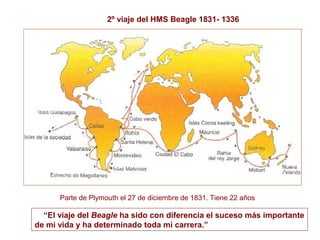 2º viaje del HMS Beagle 1831- 1336




      Parte de Plymouth el 27 de diciembre de 1831. Tiene 22 años

  “El viaje del Beagle ha sido con diferencia el suceso más importante
de mi vida y ha determinado toda mi carrera.”
 