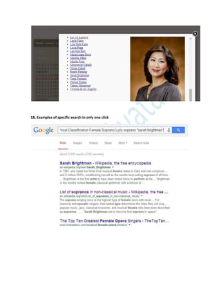 18. Examples of specific search in only one click
 