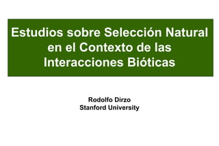 Estudios sobre Selección Natural
en el Contexto de las
Interacciones Bióticas
Rodolfo Dirzo
Stanford University
 
