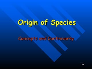 Origin of Species Concepts and Controversy 