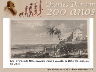 Em Fevereiro de 1832, o  Beagle  chega a Salvador da Bahia (na imagem), no Brasil. 