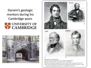 Darwin’s geologic
mentors during his
Cambridge years
Sedgwick
Henslow
Lyell Hooker
 