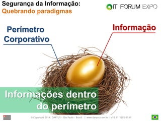 © Copyright 2014. DARYUS – São Paulo – Brasil. | www.daryus.com.br | +55 11 3285-6539 
Segurança da Informação: Quebrando paradigmas 
Informação 
Perímetro 
Corporativo 
Informações dentro do perímetro  