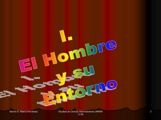 Facultad de Ciencias Administrativas UNMSM  11.063Ramón R. Abarca FernándezI.El Hombre y suEntorno