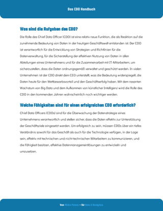 Das CDO Handbuch
Von - für
Mirko Peters Data & Analytics
Vor welchen Herausforderungen stehen CDOs?
Wie kann ein CDO erfol...