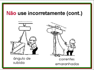 ângulo de subida correntes emaranhadas Não use incorretamente (cont.) 