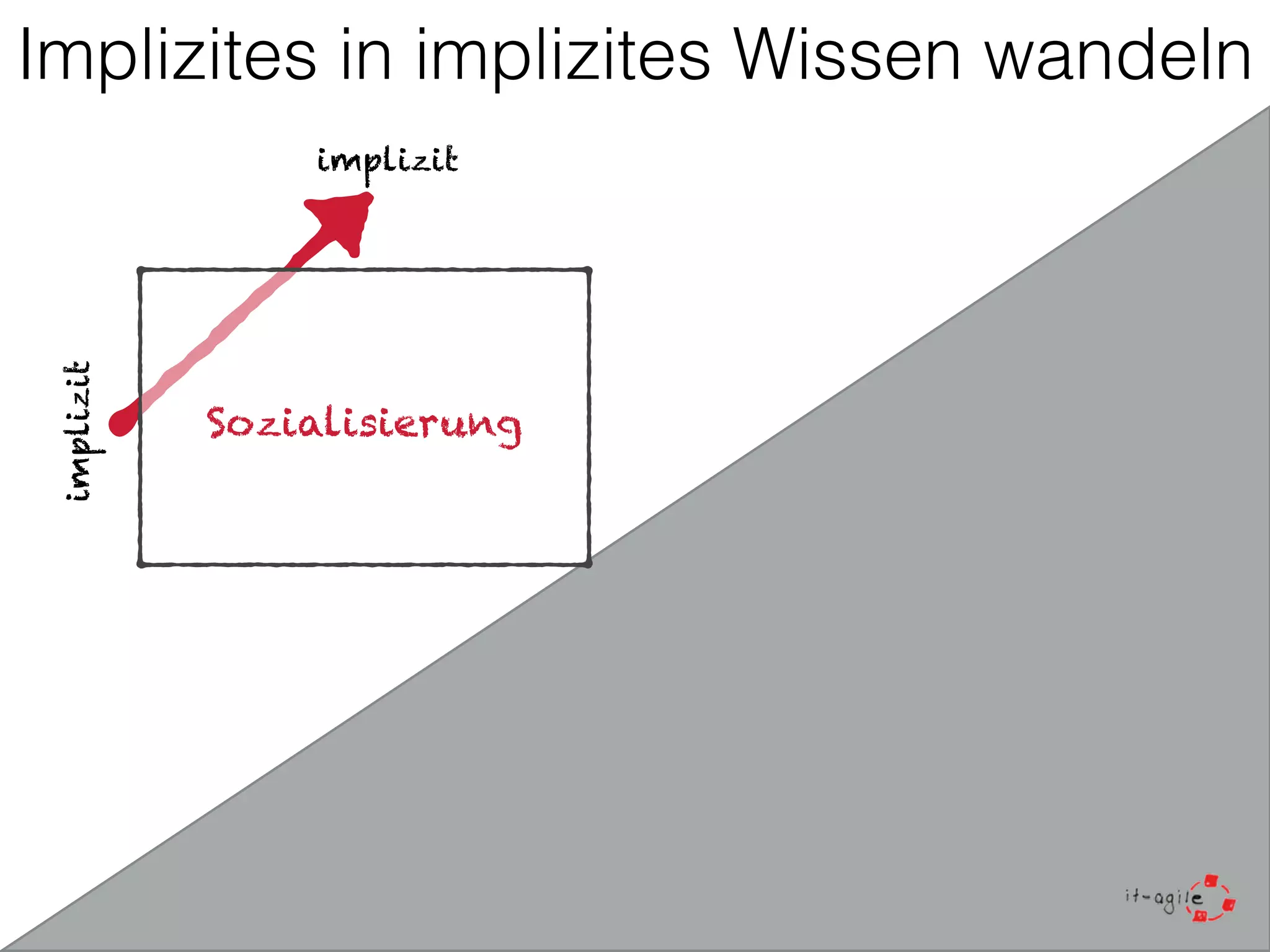 Implizites in implizites Wissen wandeln 
Sozialisierung 
implizit 
implizit 
 
