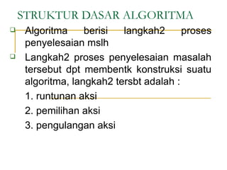 STRUKTUR DASAR ALGORITMA ,[object Object],[object Object],[object Object],[object Object],[object Object]