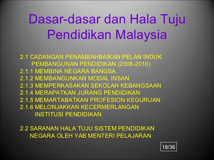 Dasar Dasar Dan Hala Tuju Pendidikan Malaysia
