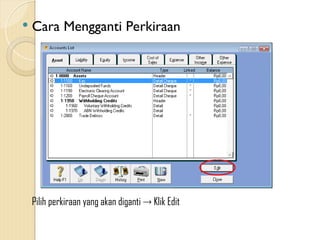  Cara Mengganti Perkiraan
Pilih perkiraan yang akan diganti  Klik Edit
 