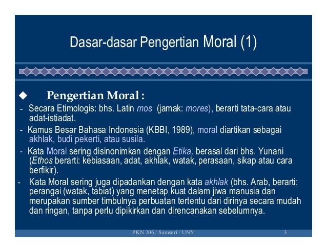Dasar Dasar Pendidikan Moral