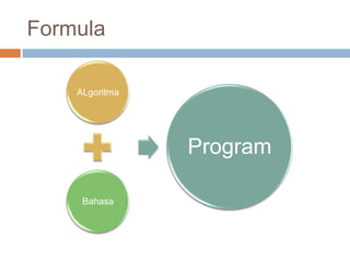 Formula

    ALgoritma




                Program

     Bahasa
 