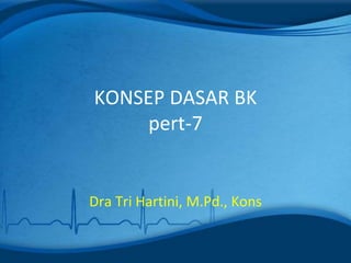 KONSEP DASAR BK
pert-7
Dra Tri Hartini, M.Pd., Kons
 