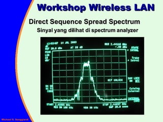 Direct Sequence Spread Spectrum Sinyal yang dilihat di spectrum analyzer  Workshop Wireless LAN 