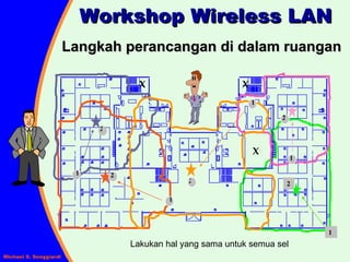 Workshop Wireless LAN Langkah perancangan di dalam ruangan Lakukan hal yang sama untuk semua sel  2 1 1 2 1 2 2 1 2 1 X X X 