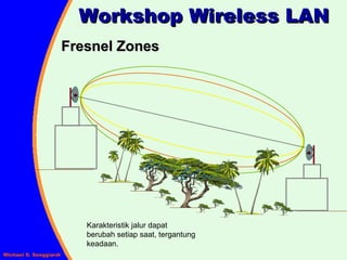 Fresnel Zones Workshop Wireless LAN Karakteristik jalur dapat berubah setiap saat, tergantung keadaan. 