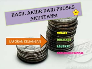NERACA
RUGI LABA
ARUS KAS
PERUBAHAN MODAL
LAPORAN KEUANGAN
 