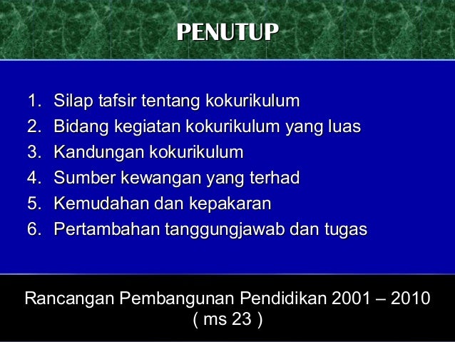 Dasar Kokurikulum Di Sekolah Sekolah