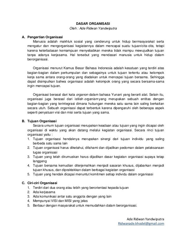 Dasar Organisasi Dasar Organisasi