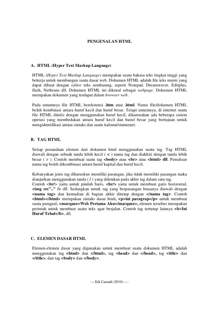 Dasar pembuatan web (html)
