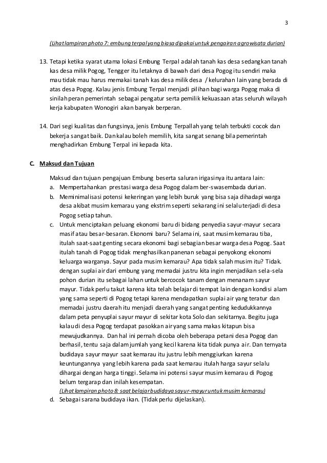 Dasar Pemikiran Maksud Dan Tujuan Pembangunan Embung Pogog