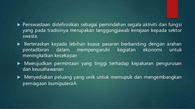 Dasar penswastaan.