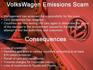 Volkswagen financial analysis and emissions scandal impact. | PPTX