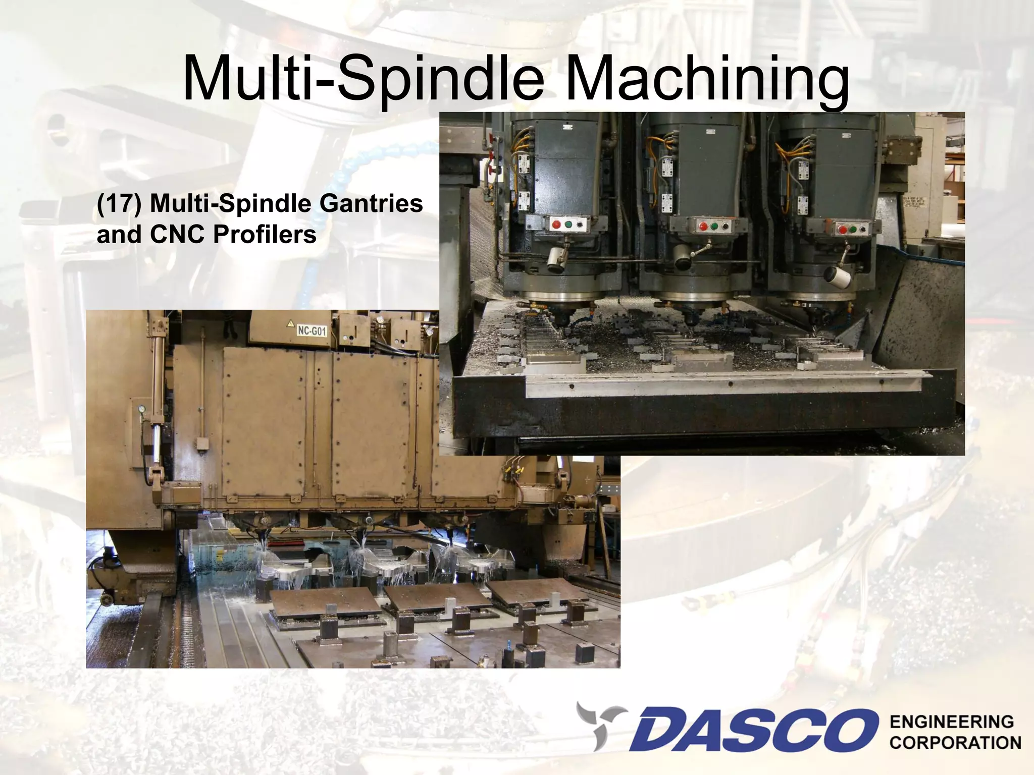 Multi-Spindle Machining
(17) Multi-Spindle Gantries
and CNC Profilers
 