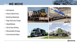 WHAT WE MOVE
7
• Aerospace
• Heavy Machinery
• Building Materials
• High Security Cargo
• Steel/Metals
• Oil & Gas Drilling
• Renewable Energy
• Commercial Glass
 