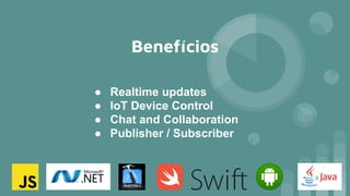 Benefícios
● Realtime updates
● IoT Device Control
● Chat and Collaboration
● Publisher / Subscriber
 