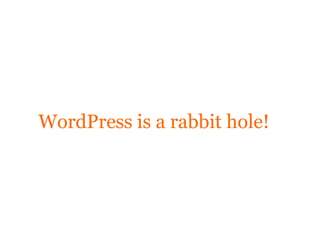 WordPress is a rabbit hole!
 