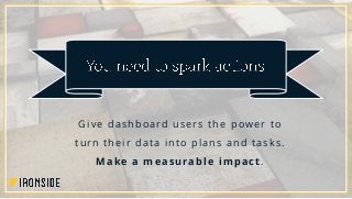 Give dashboard users the power to
turn their data into plans and tasks.
Make a measurable impact.
 