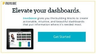 IronSense gives you the building blocks to create
actionable, intuitive, and beautiful dashboards
that put information where it’s needed most.
Get Started
 