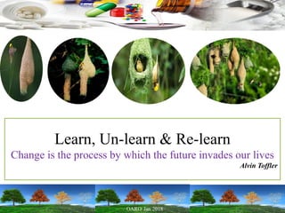 Learn, Un-learn & Re-learn
Change is the process by which the future invades our lives
Alvin Toffler
 