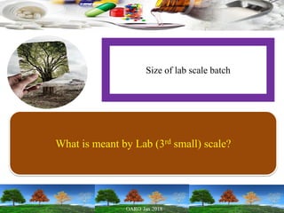 Size of lab scale batch
What is meant by Lab (3rd small) scale?
 