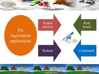 Pre
registration
applications
Sound
science
Risk
based
Robust Consistent
 