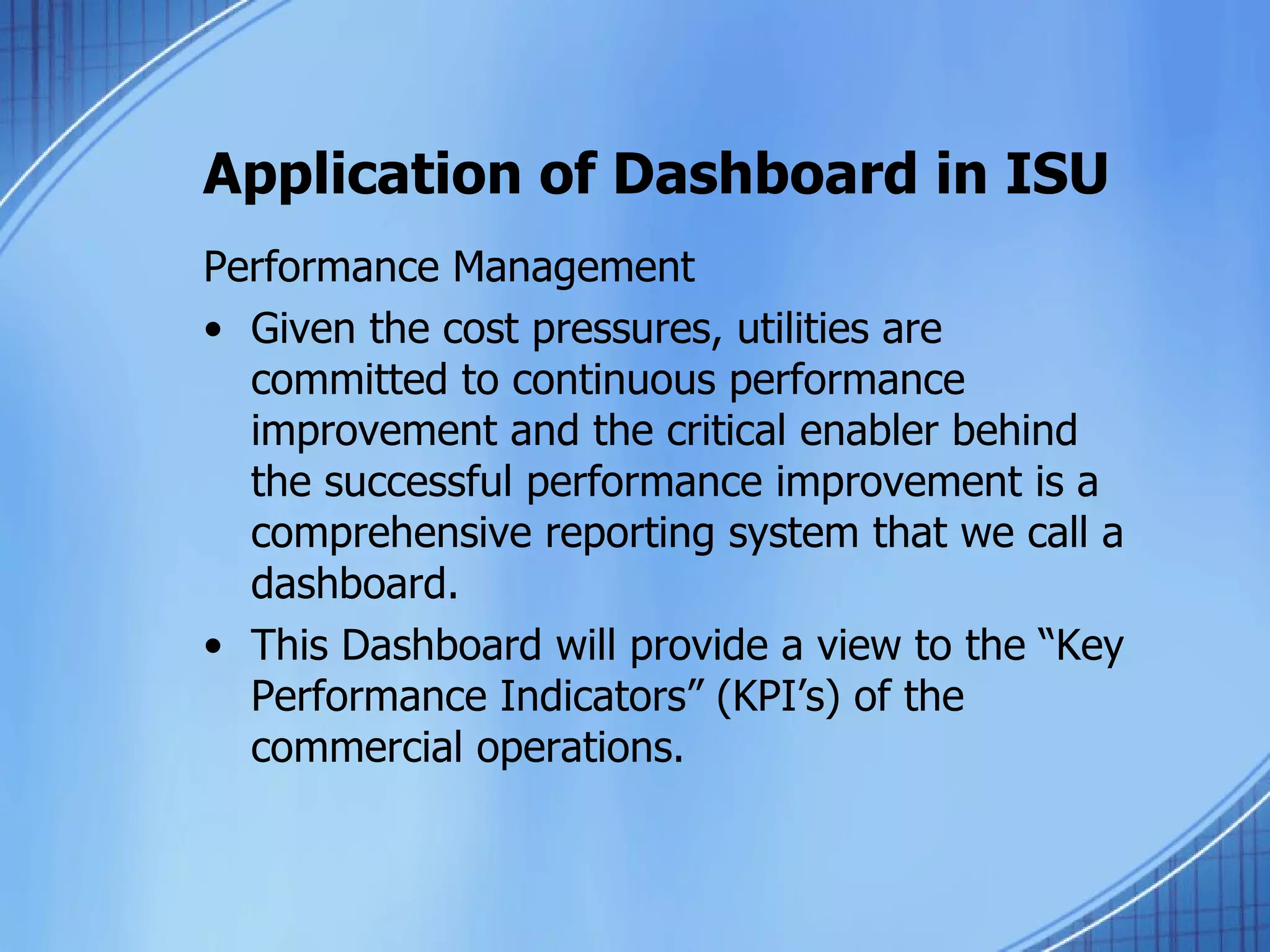 Dashboards In ISU PPT