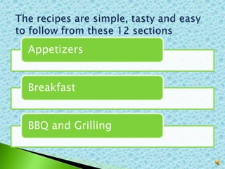 Appetizers
Breakfast
BBQ and Grilling
 