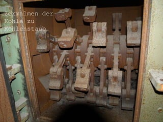 Zermalmen der Kohle zu Kohlenstaub