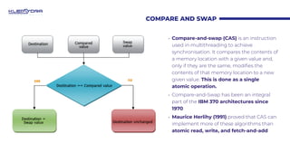 COMPARE AND SWAP
• Compare-and-swap (CAS) is an instruction
used in multithreading to achieve
synchronisation. It compares...