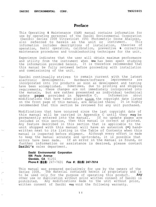 Dasibi 1008 Ozone Monitor Manual