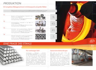 Nur erstklassiger Stahl
Hochwertige Wälzlager erfordern
hochwertiges Rohmaterial. Die Stahlreinheit
ist das Schlüsselelement bei der Auswahl
von Materialien, die die Werkstoffermüdung
und die Tragfähigkeit des Wälzlagers
erheblich verbessern können. RKB kann sich
durch eine lange Zusammenarbeit mit den
weltweit bekanntesten Stahlproduzenten
auf verschiedene Stahlarten stützen (5
durchhärtende und 2 einsatzhärtende), die
bewusst gemäß den Wälzlagereigenschaften
und Anwendungsanforderungen ausgewählt
werden.
Ein komplettes Wälzlagersortiment mit Schwerpunkt auf großen Maßen
T2
T1
T3
T4
Standardwälzlager, hergestellt in der RKB T3
Anlage (56.000 m2)
Größenordnung: 40-1925 mm Außendurchmesser
Genauigkeitsklasse: bis P0/P6-CL4
Miniatur- und kleine Kugellager, hergestellt in der
RKB MS Anlage (8.000 m2)
Größenordnung: 1-35 mm Bohrungsdurchmesser
Genauigkeitsklasse: bis P4-ABEC 7
Technische und kundenspeziﬁsche Wälzlager,
hergestellt in der RKB T3 Anlage (56.000 m2)
Größenordnung: 80-1500 mm Außendurchmesser
Genauigkeitsklasse: bis P6/P5-CL2/CL3-HP
Wälzlager, hergestellt in großen und wiederholten
Chargen in der RKB T4 Anlage (40.000 m2)
Größenordnung: 300-600 mm Außendurchmesser
Genauigkeitsklasse: bis P6/P5-CL2/CL3-HP
PRODUKTION
RKB entwickelt und produziert derzeit über 8.000 verschiedene Artikelnummer. Sie werden
im Allgemeinen je nach Lagertyp und Produktionsstandort in vier Segmente aufgeteilt.
T2
T3
T4
T1
EINE FRAGE DES STAHLS
QUALITÄTSPROGRAMM
FERTIGUNGSTECHNIKFEFERTRT GIGIGUNUNGSGSGSTETECCHCHNINIKK
RKB steht in der ersten Reihe der
Wärmebehandlungsprozesse. Ihre
Fachleute verlassen sich auf automatische
Wärmebehandlungslinien mit mehreren
Salzbadtanks und Bedingungen unter
kontrollierter Atmosphäre für die Bainithärtung
(HB), Öfen für die Formstabilisierung
und Technik, um den Austenit-Gehalt zu
senken und einen reibungslosen Betrieb
bei Minustemperaturen zu garantieren. Alle
Protokolle werden genau untersucht, um die
beste Härtbarkeit bzw. die beste gleichmäßige
Schichthärtetiefe (CHD) zu geben.
Spitzenwärmebehandlungen
43%
9%
41%
7%
% Volumen
 